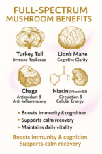 MycoGold™ – Lion’s Mane, Turkey Tail, Chaga + Niacin ( 600 mg ) - Image 9